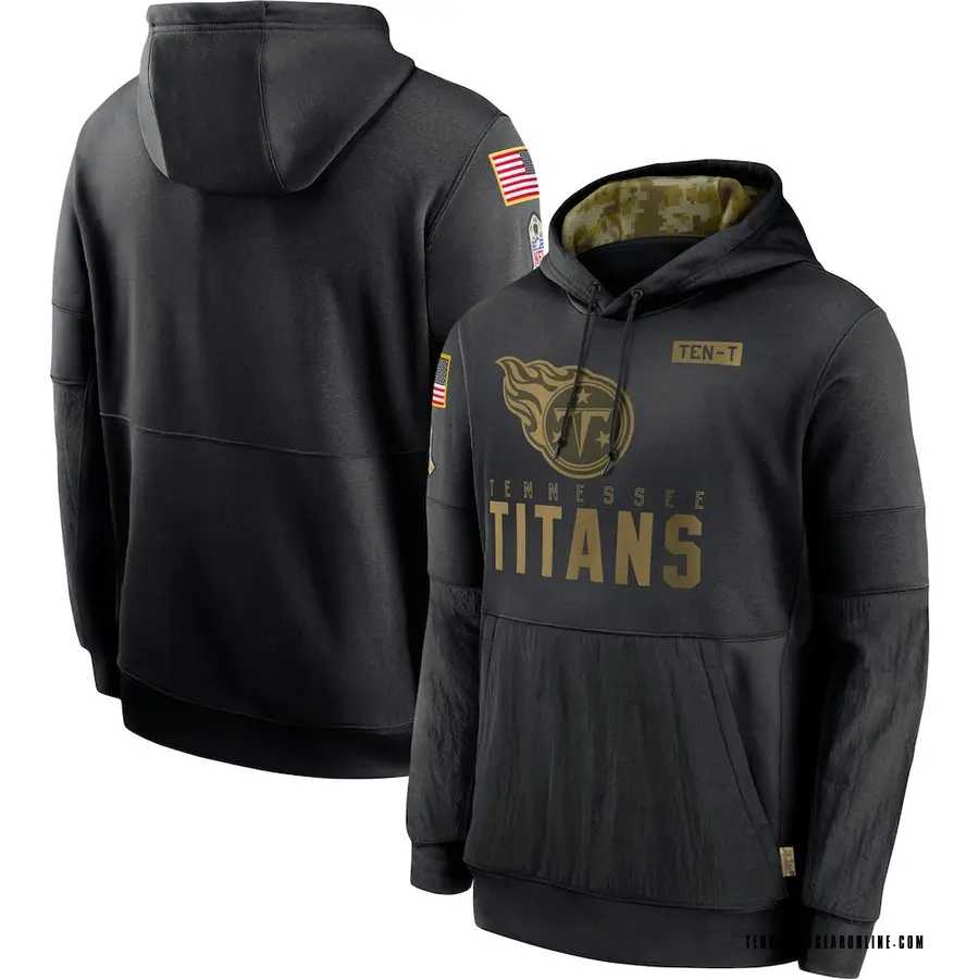 Black Men's Tennessee Titans 2020 Salute to Service Sideline Performance Pullover Hoodie