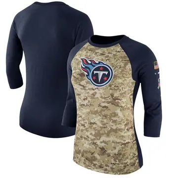 Camo/Navy Women's Tennessee Titans Legend Salute to Service 2017 Three-Quarter Raglan Sleeve T-Shirt