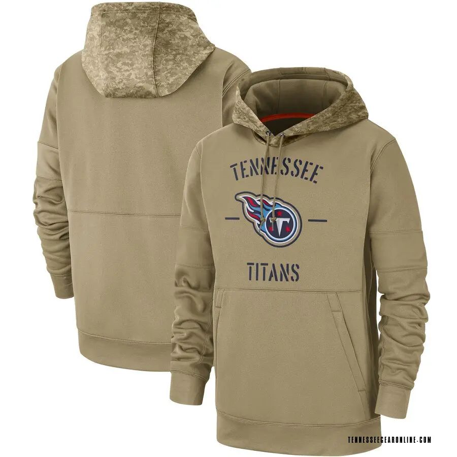 Men's Tennessee Titans Tan 2019 Salute to Service Sideline Therma Pullover Hoodie