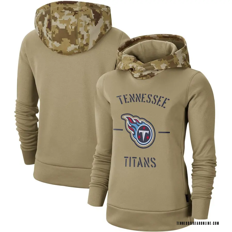 Women's Tennessee Titans Khaki 2019 Salute to Service Therma Pullover Hoodie