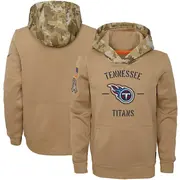 Youth Tennessee Titans Khaki 2019 Salute to Service Therma Pullover Hoodie